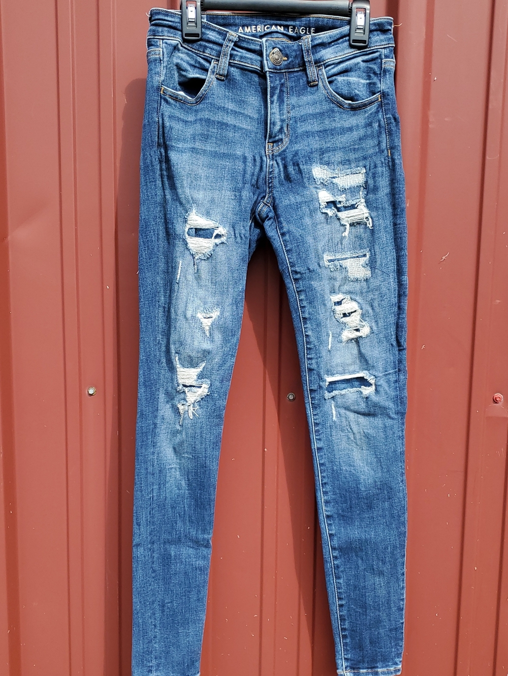American Eagle Outfitters Women's Ripped Skinny Jeans - Blue